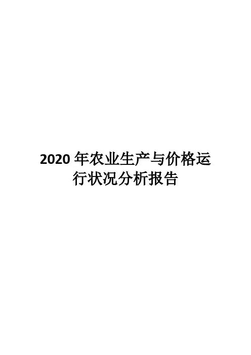 2020年农业生产与价格运行状况分析报告