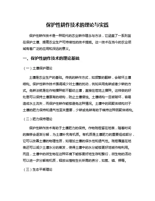 保护性耕作技术的理论与实践