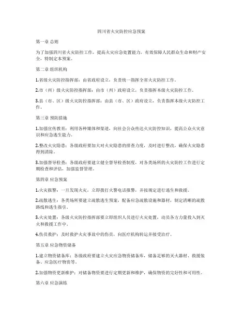 四川省火灾防控应急预案