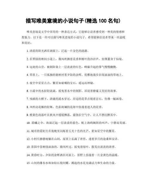 描写唯美意境的小说句子(精选100句)
