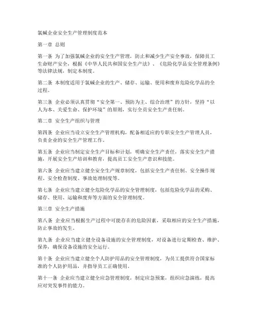 氯碱企业安全管理制度范本