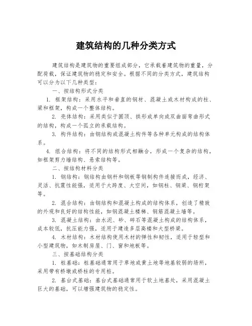 建筑结构的几种分类方式