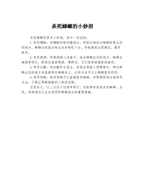 杀死蟑螂的小妙招