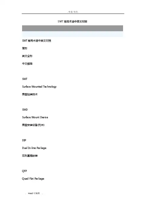 SMT常用术语中英文对照