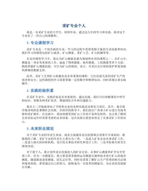 采矿专业个人总结