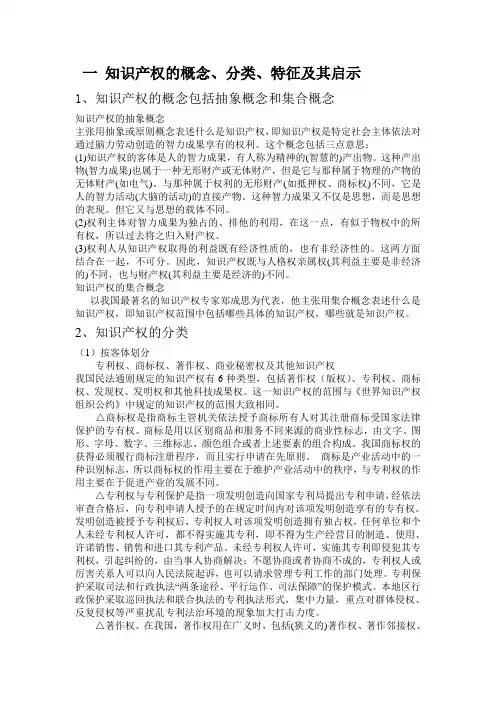 哈工大-知识产权-选修课-试卷答案