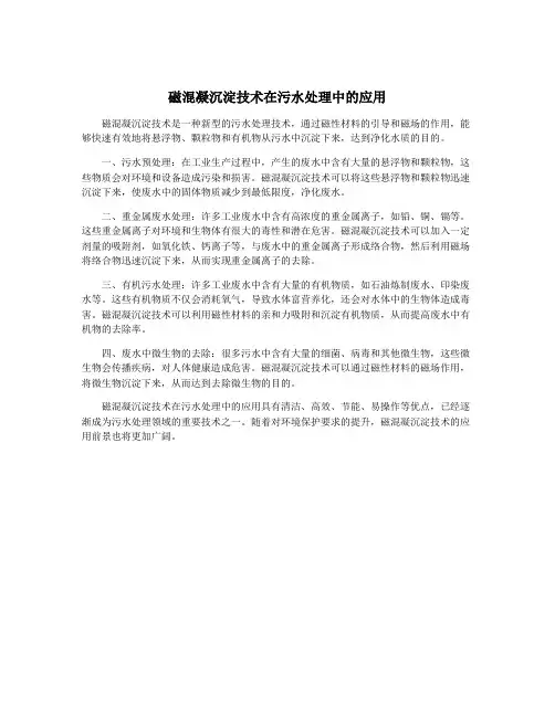 磁混凝沉淀技术在污水处理中的应用