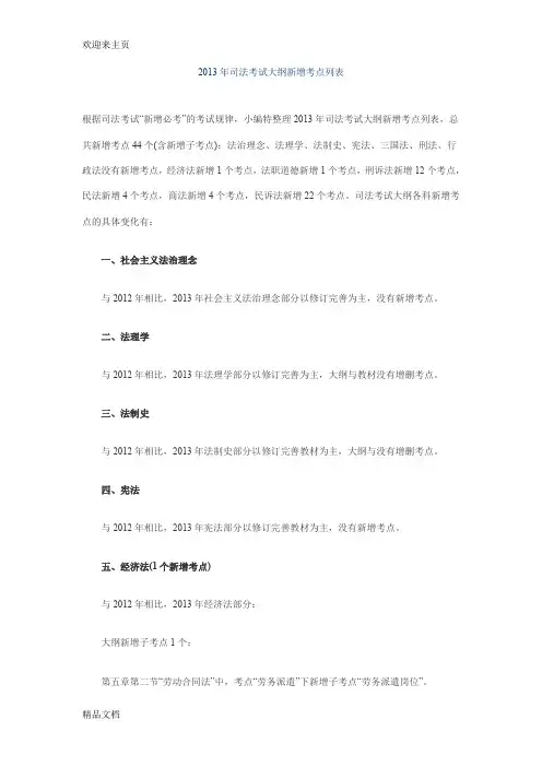 (2020年编辑)司法考试大纲新增考点列表