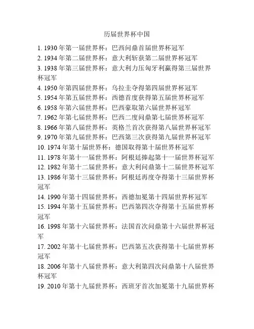 历届世界杯中国