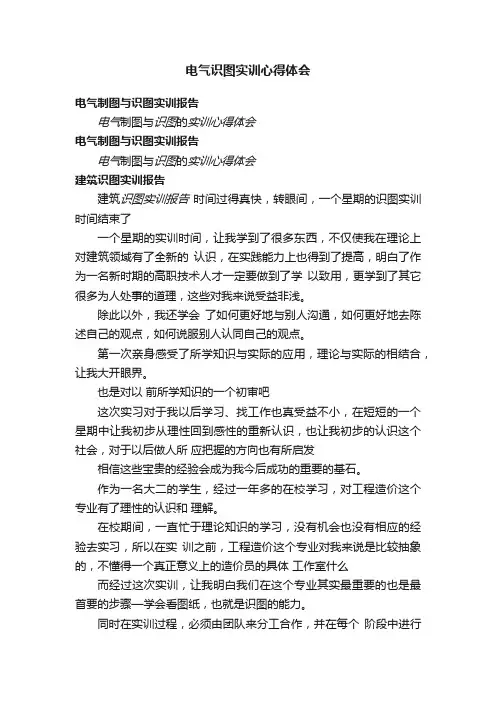 电气识图实训心得体会