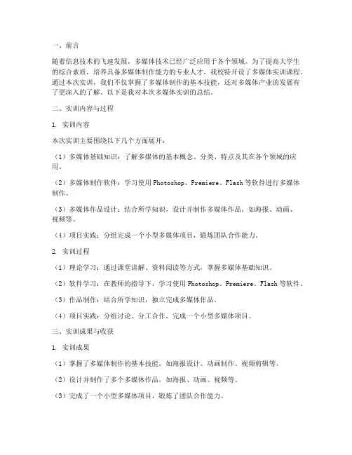 大学生多媒体实训报告总结