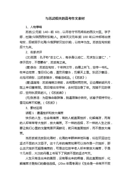 与苏武相关的高考作文素材
