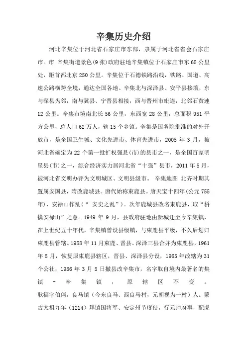 辛集历史介绍