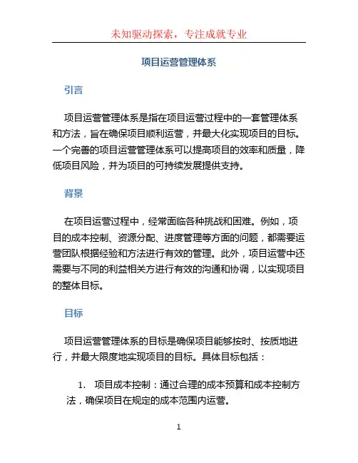 项目运营管理体系
