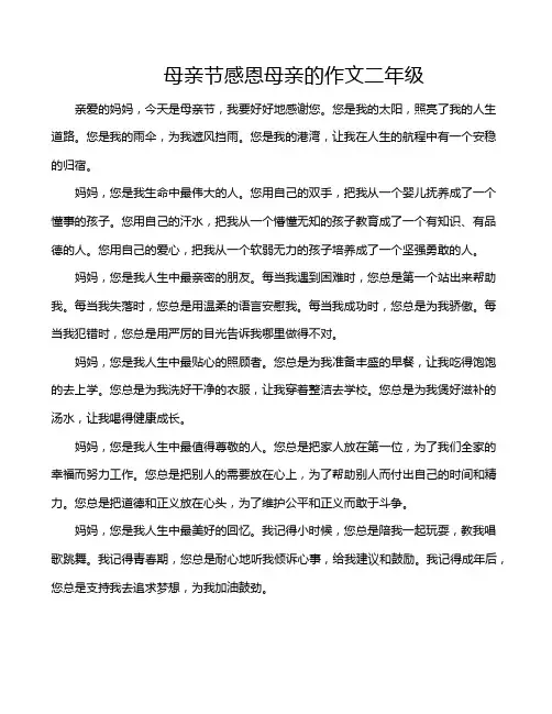 母亲节感恩母亲的作文二年级