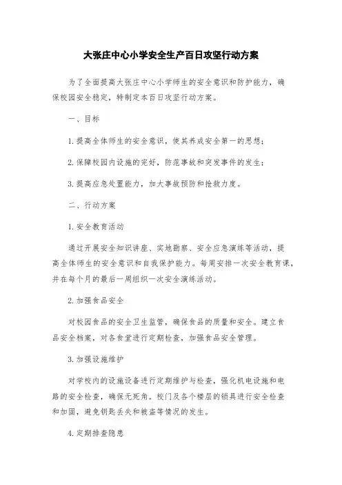 大张庄中心小学安全生产百日攻坚行动方案