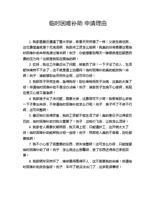 临时困难补助 申请理由