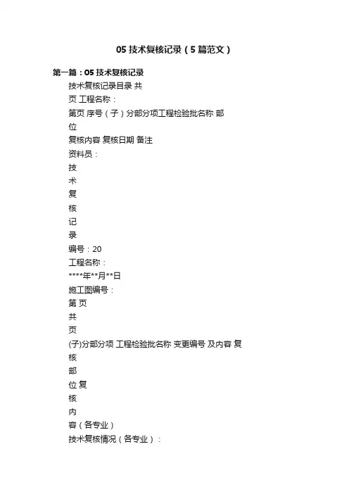05技术复核记录（5篇范文）
