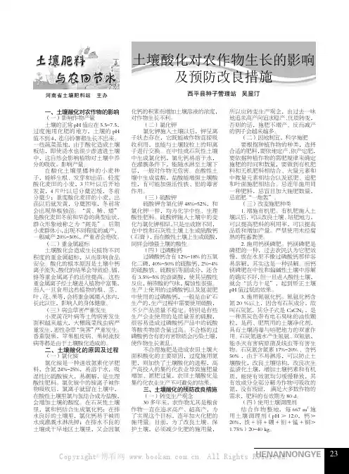 土壤酸化对农作物生长的影响及预防改良措施