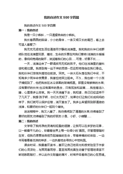 我的自述作文500字四篇