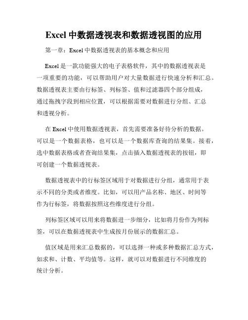 Excel中数据透视表和数据透视图的应用