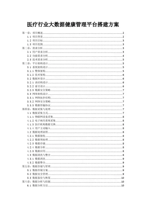 医疗行业大数据健康管理平台搭建方案