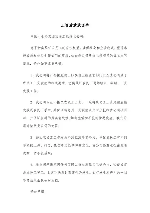 工资发放承诺书（二篇）