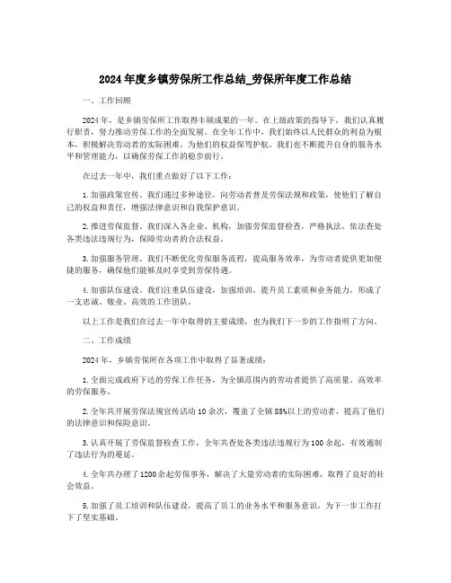 2024年度乡镇劳保所工作总结_劳保所年度工作总结