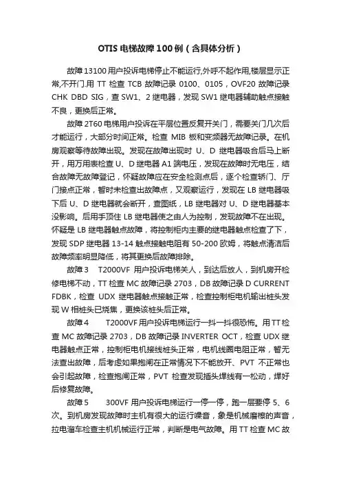 OTIS电梯故障100例（含具体分析）