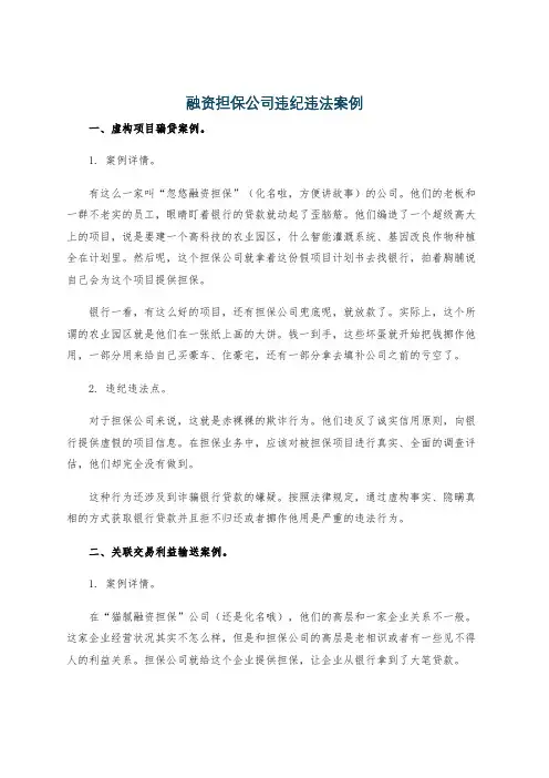 融资担保公司违纪违法案例