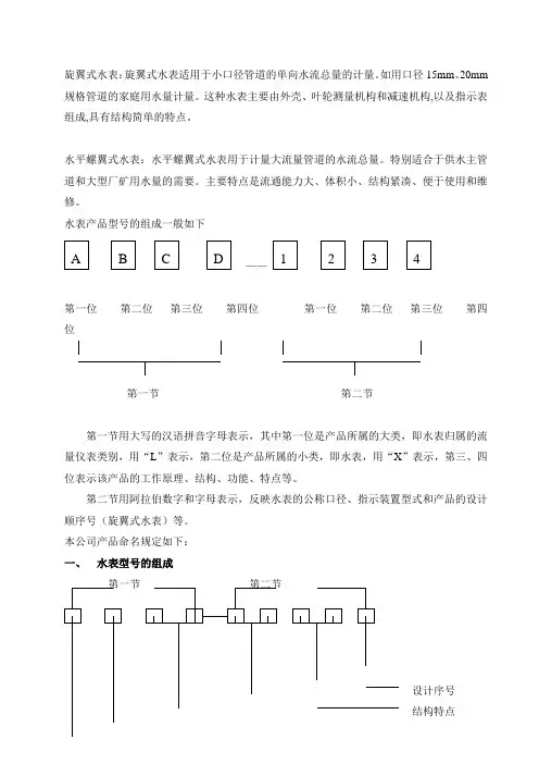 给排水专业水表型号及选用原则