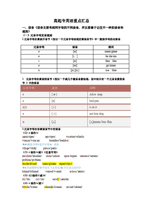 高起专《英语》重点资料