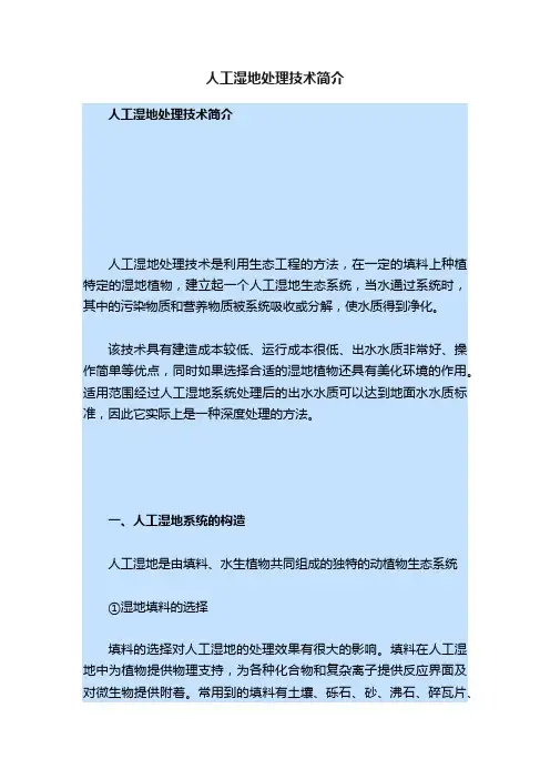 人工湿地处理技术简介