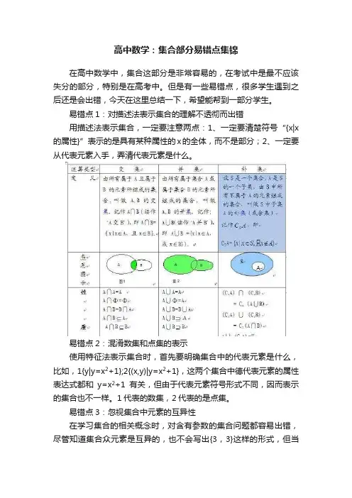 高中数学：集合部分易错点集锦