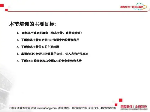 用友ERPU8企业应用套件V860销售培训课件