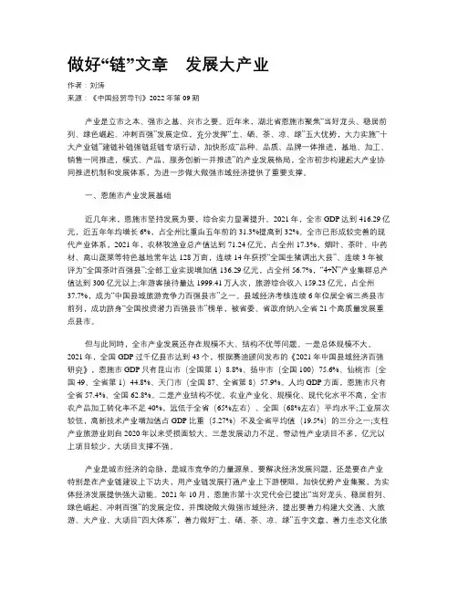 做好“链”文章　发展大产业 