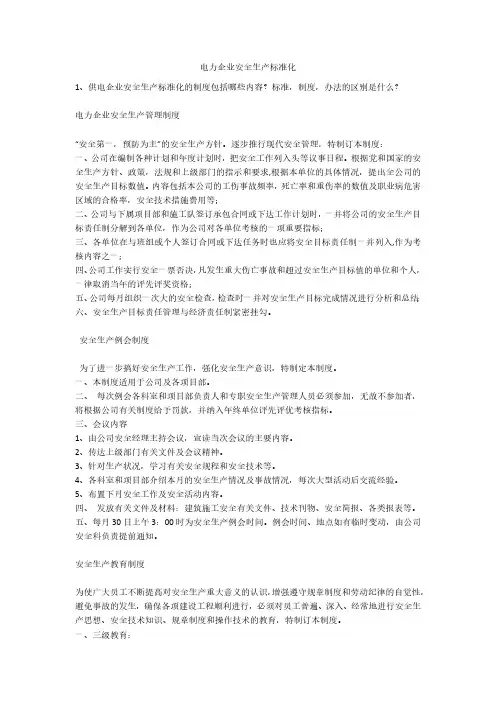 电力企业安全生产标准化安全生产