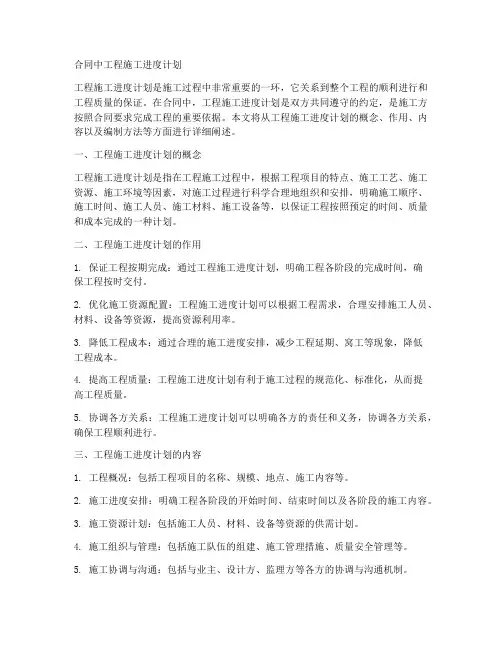 合同中工程施工进度计划