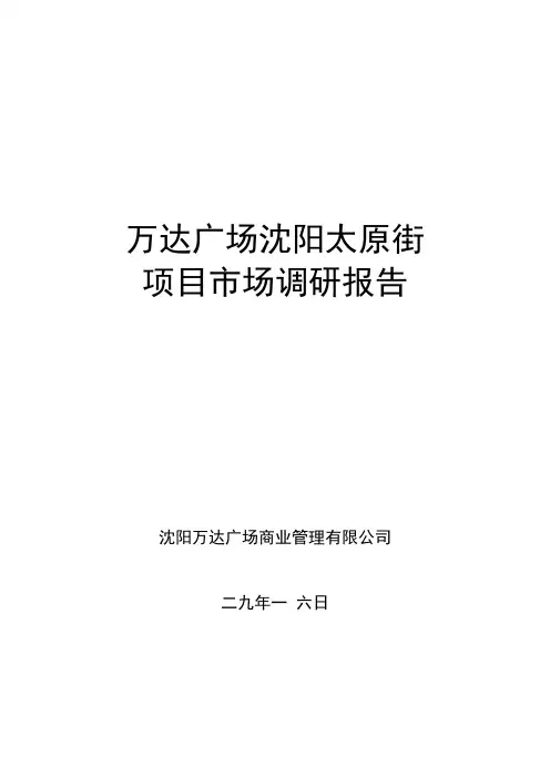 沈阳万达广场太原街项目市场调研报告