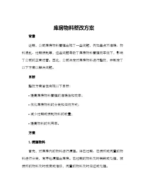 库房物料整改方案