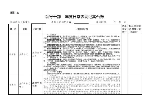 领导干部 年度日常表现记实台账