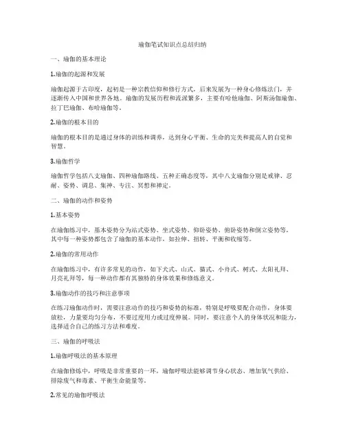 瑜伽笔试知识点总结归纳