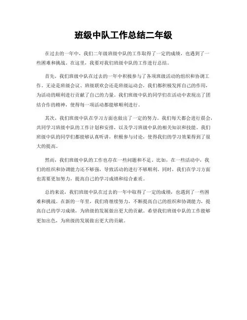 班级中队工作总结二年级
