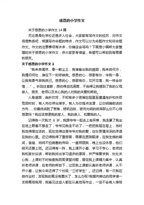 关于感恩的小学作文14篇