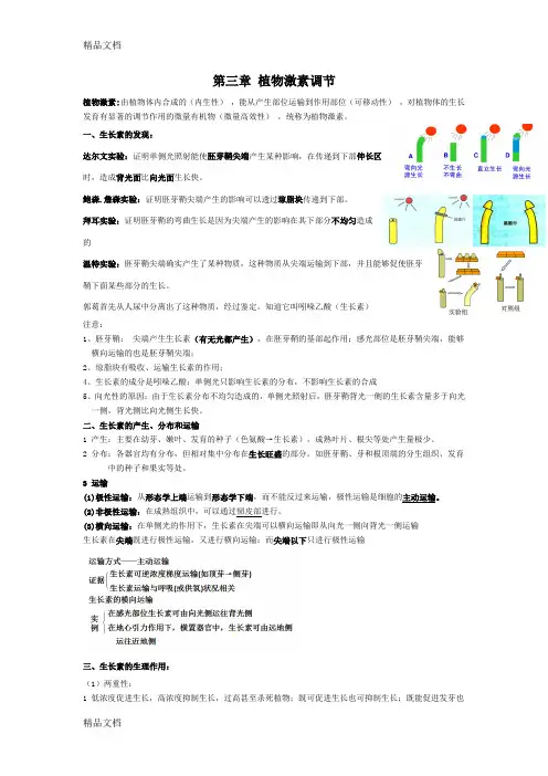 高中生物必修三第三章植物激素调节知识点教学提纲