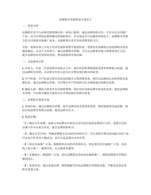 品牌联名营销策划方案范文