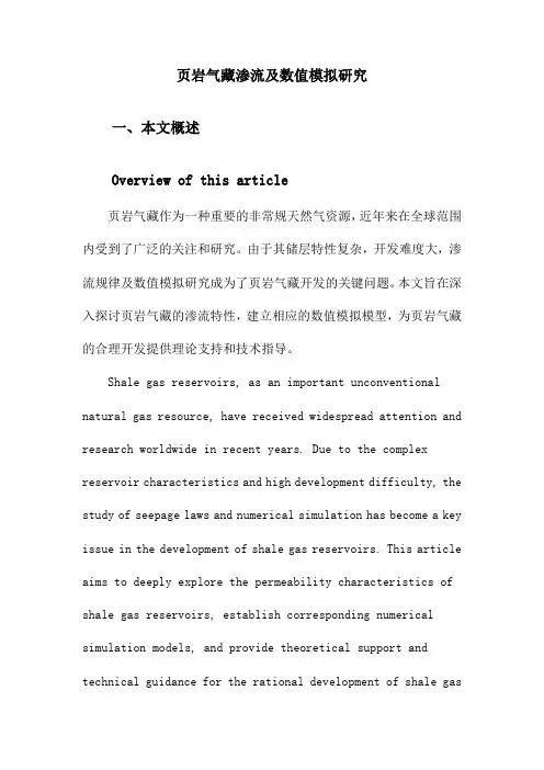 页岩气藏渗流及数值模拟研究