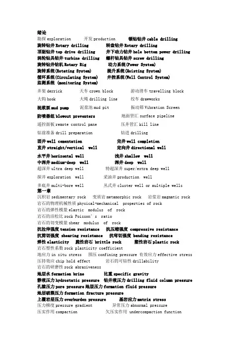 钻井专业词汇