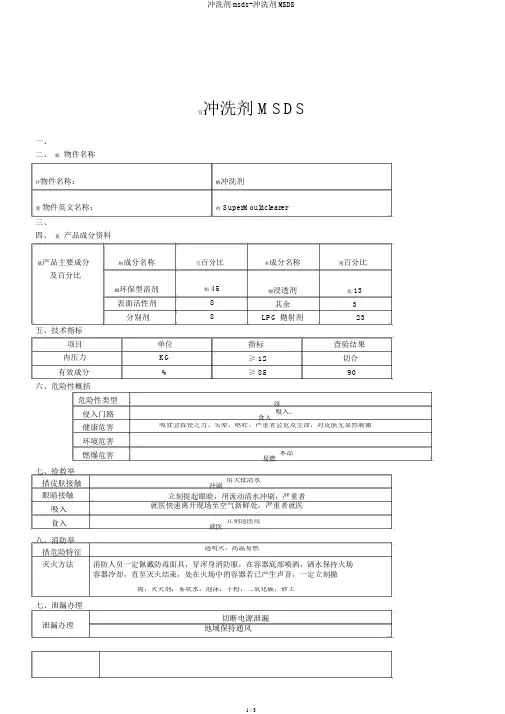 清洗剂msds-清洗剂MSDS