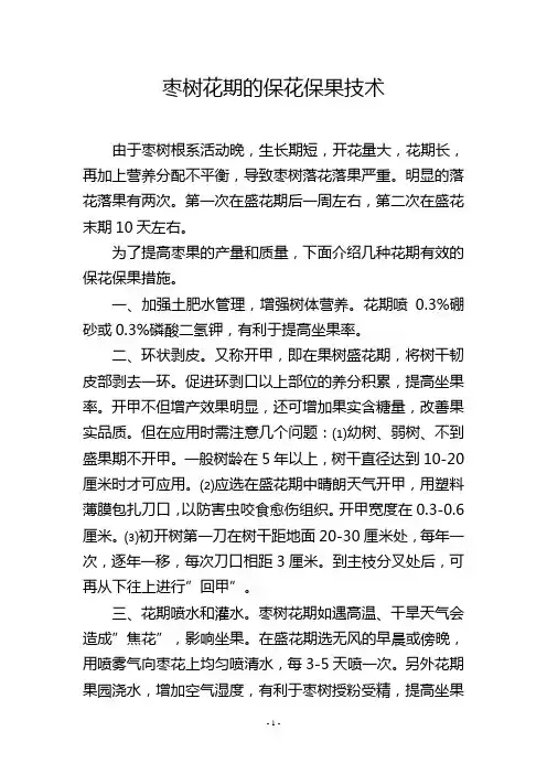枣树花期的保花保果技术
